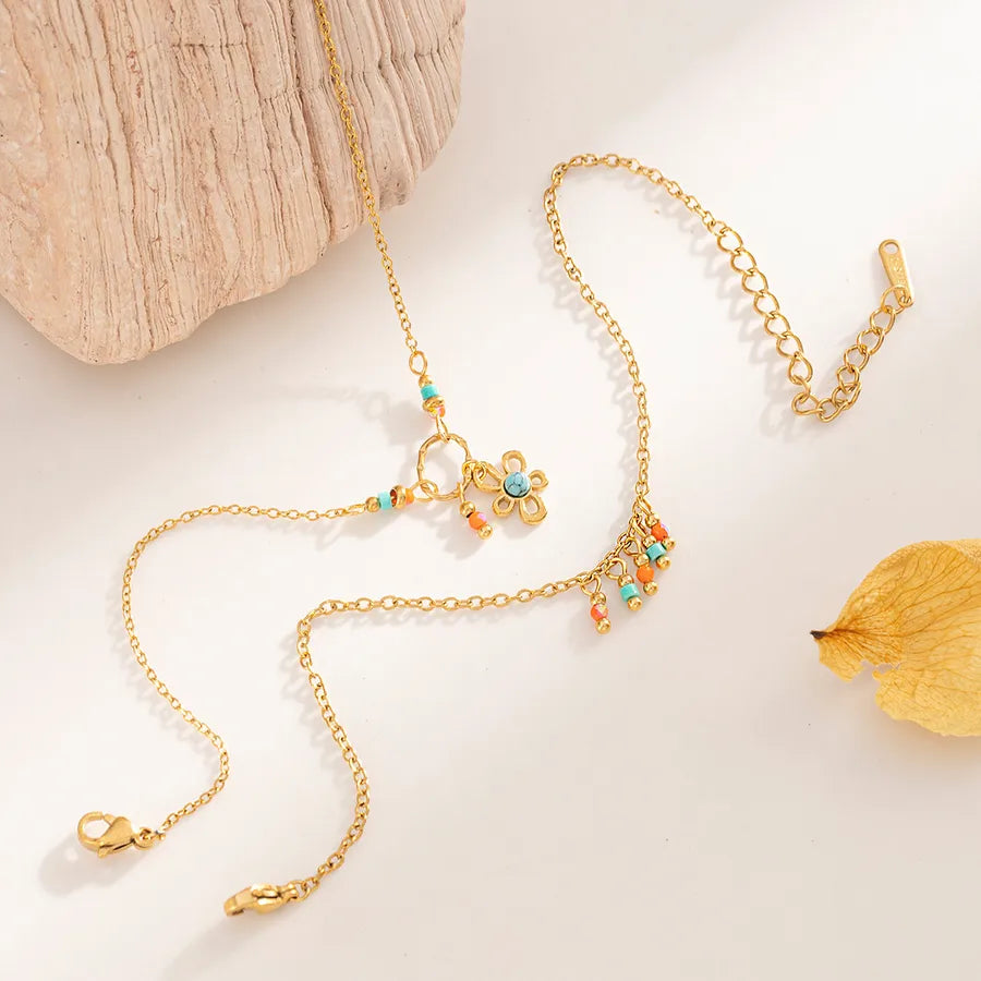 Layered Floral Stainless Steel Bracelet