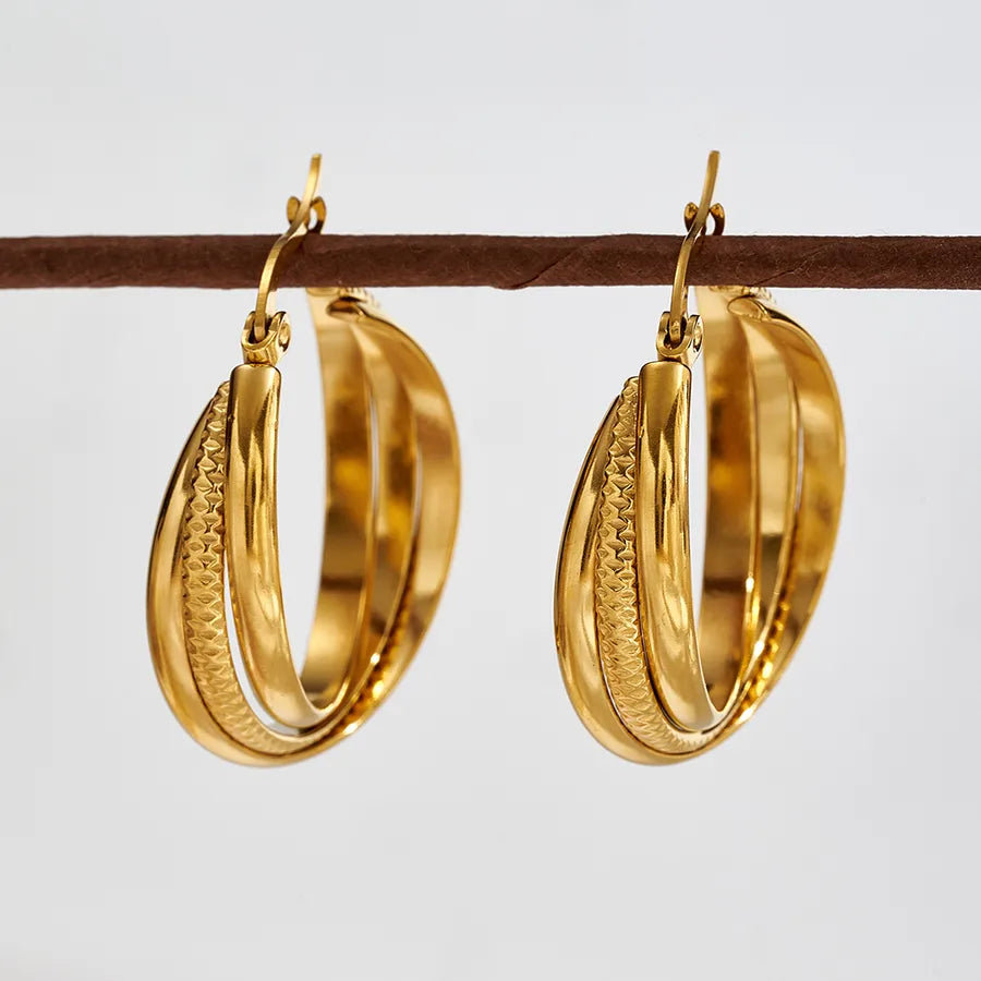 Minimalist Gold Plated Stainless Steel Hoop Earrings