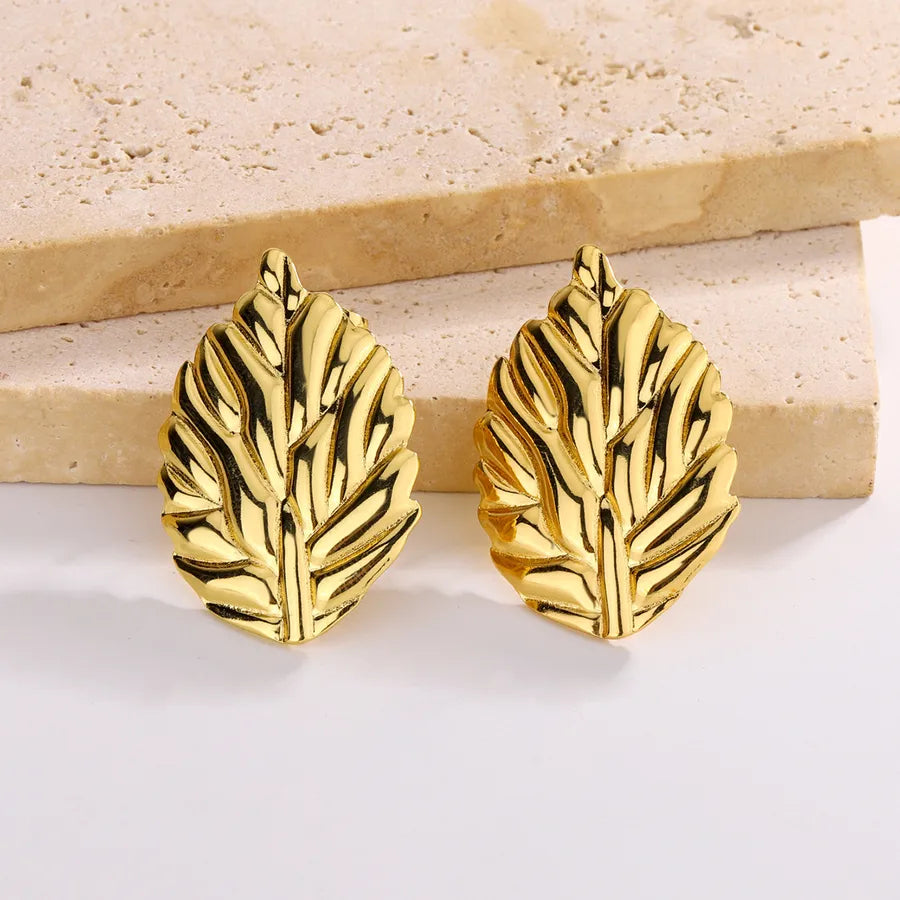 Sunflower Zirconia Stainless Steel Stud Earrings Gold Style 6