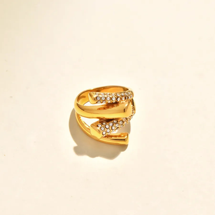 Gold Plated Geometric Heart Zircon Ring