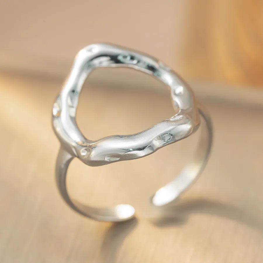 18K Gold Titanium Steel Geometric Open Ring K334 Steel Color Ring Open