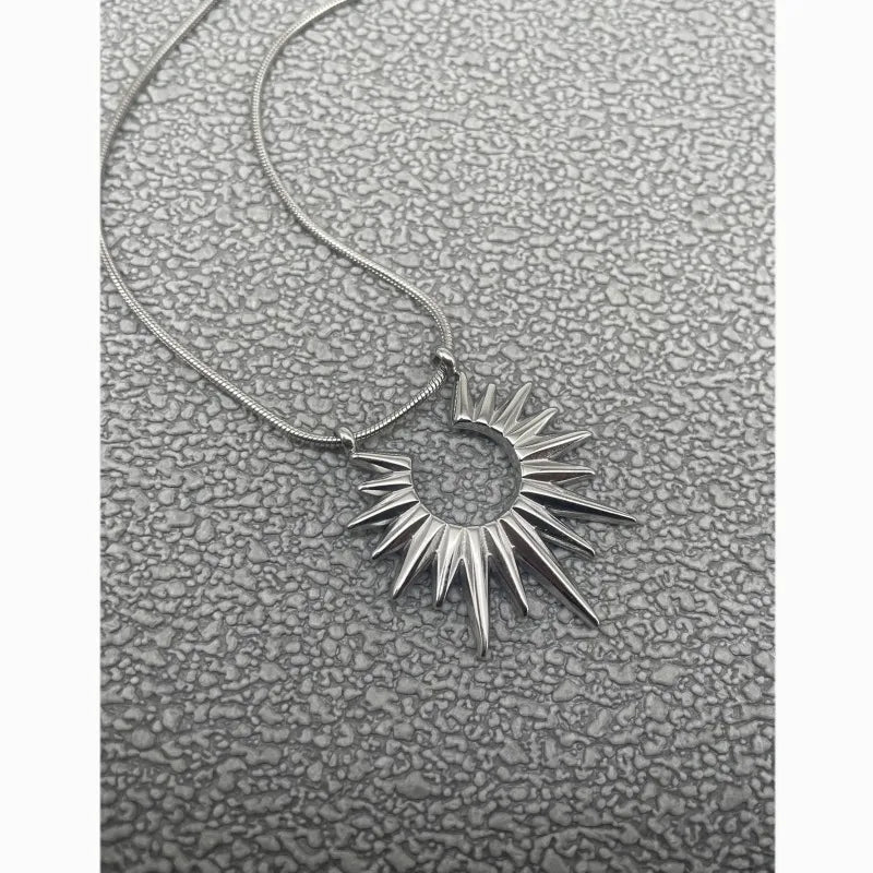 Titanium Steel Sun Snake Pendant Necklace