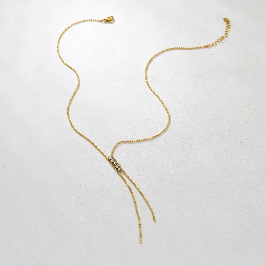 18K Gold Plated Claw Diamond Y Necklace