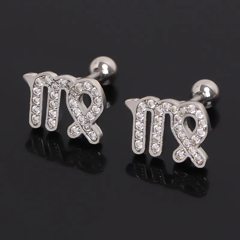 Virgo Zodiac Stainless Steel Stud Earrings