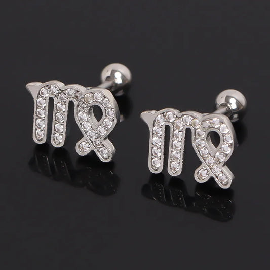 Virgo Zodiac Stainless Steel Stud Earrings