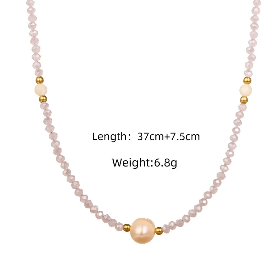 Colorful Stone & Pearl Charm Necklace Pearl Amethyst Necklace