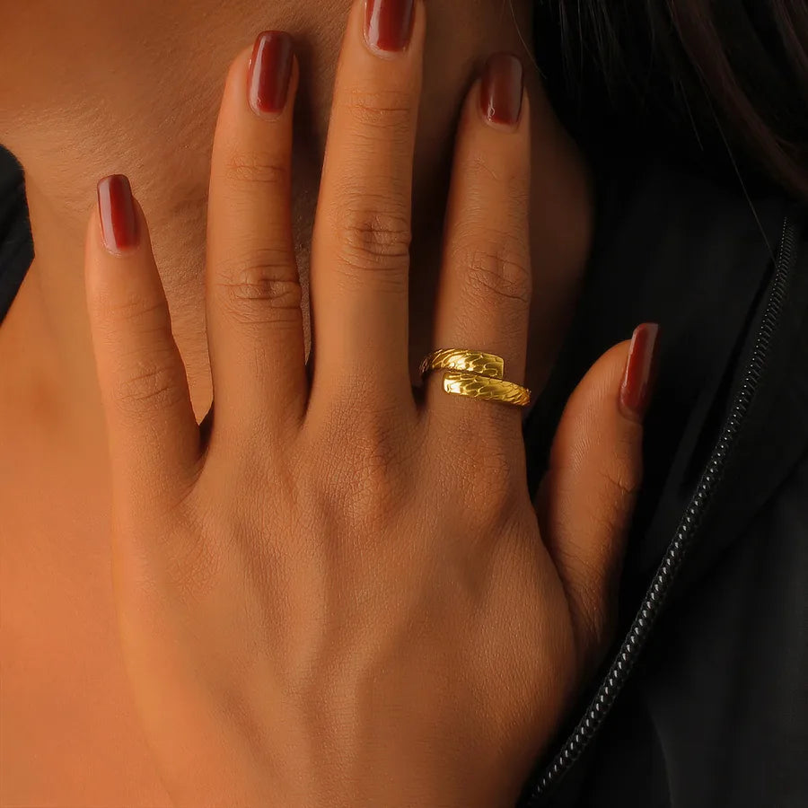 Gold Plated Adjustable Open Ring for Women