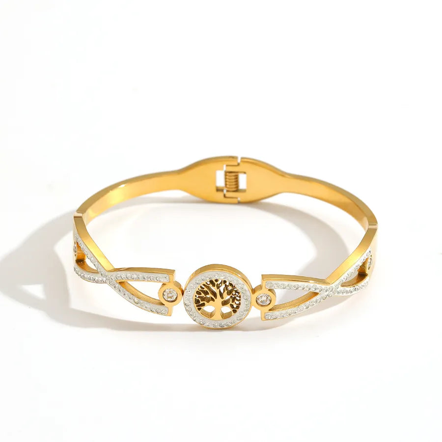 18K Gold Tree of Life Stainless Steel Bracelet