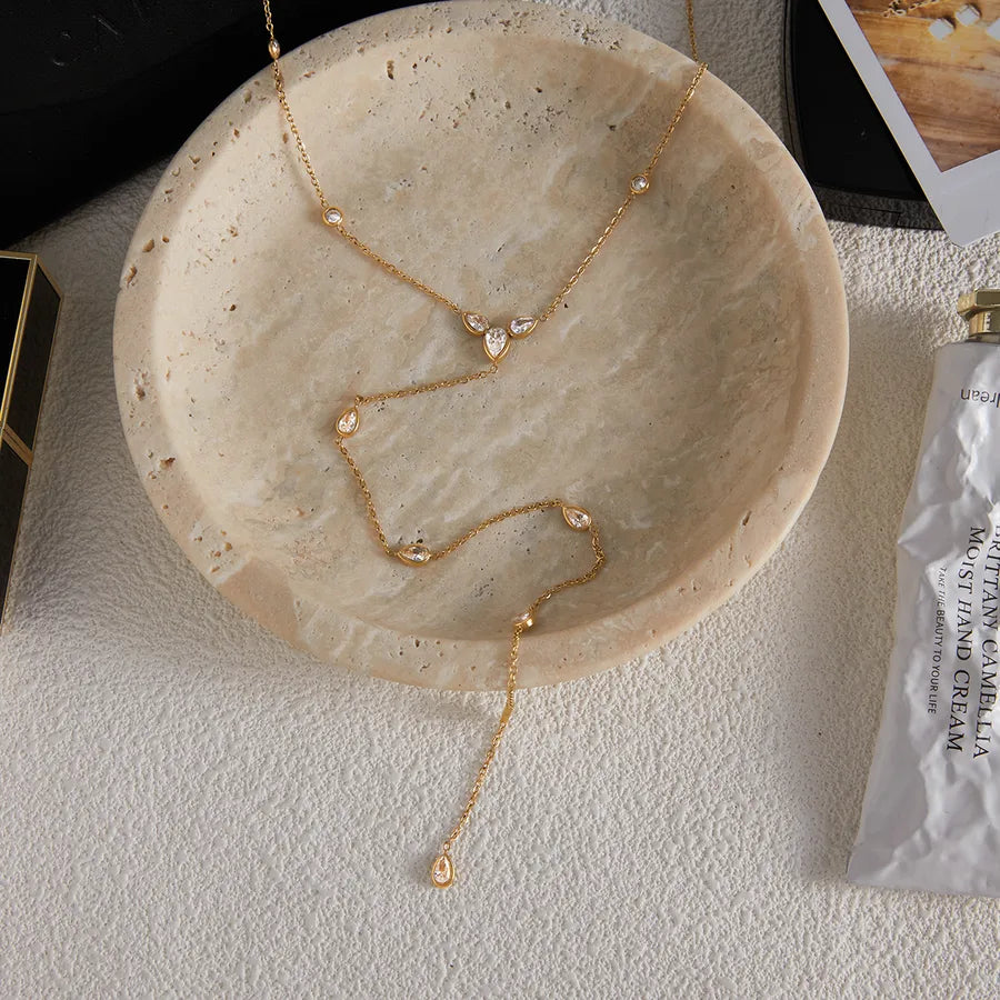 Gold Y-Chain Stainless Steel Pendant Necklace