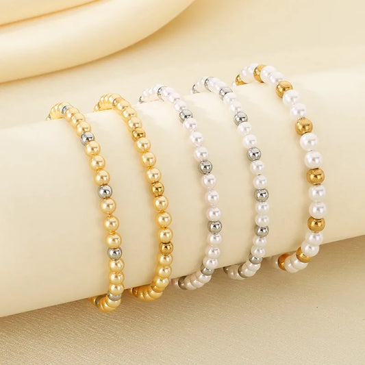 Gold Beaded Shell Bracelet for Women
