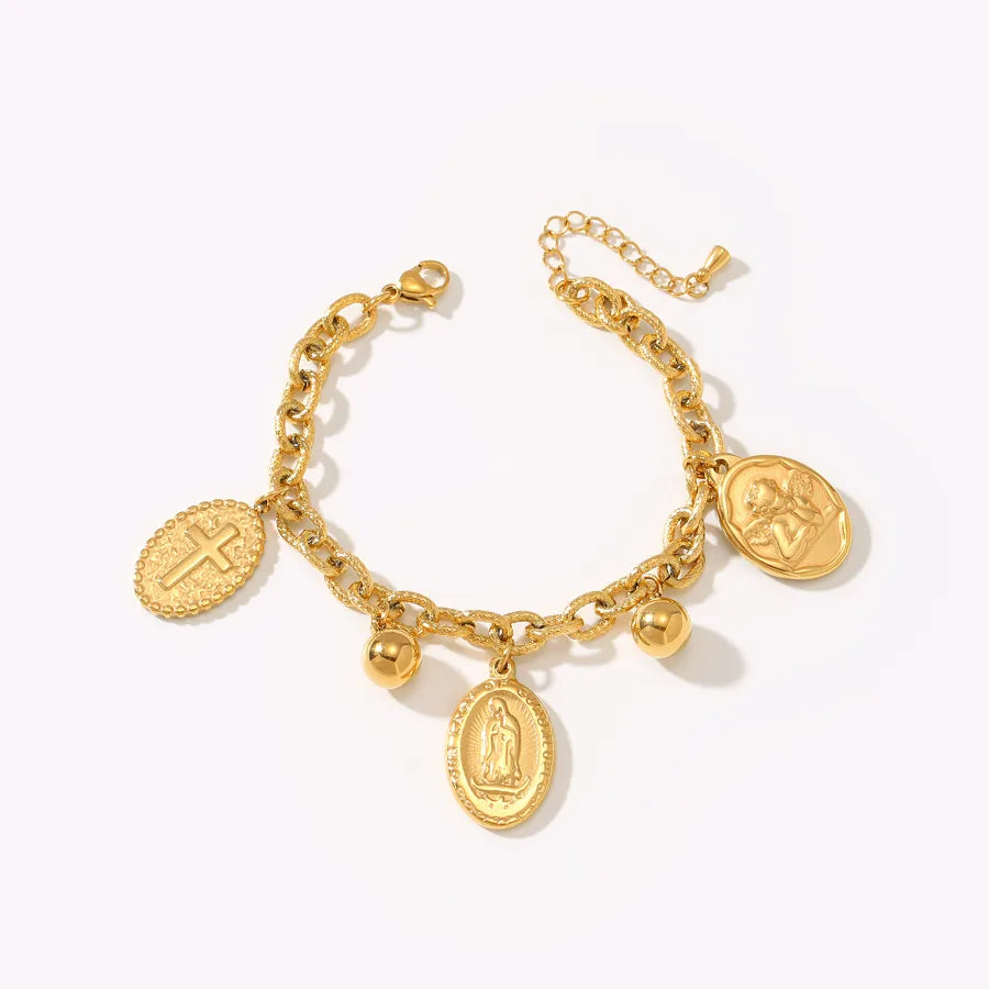 Gold Pharaoh's Cross Angel Bracelet for Women