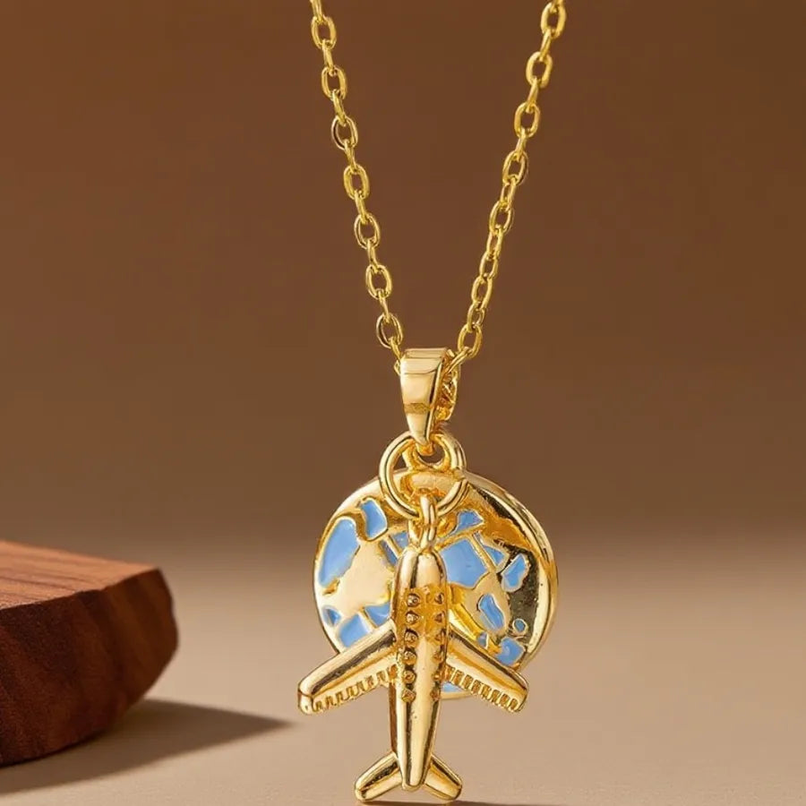 Geometric Titanium Steel Necklace for Women X08032 [Copper Pendant] Global Travel - Necklace - Gold