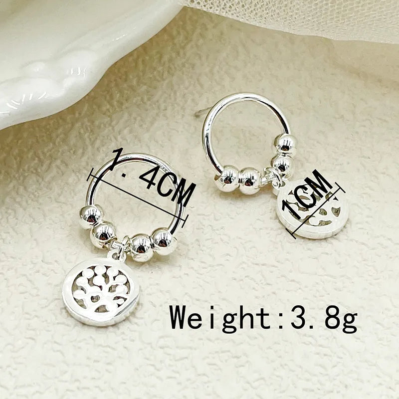 Elegant Hollow Leaf Stainless Steel Stud Earrings Steel Color