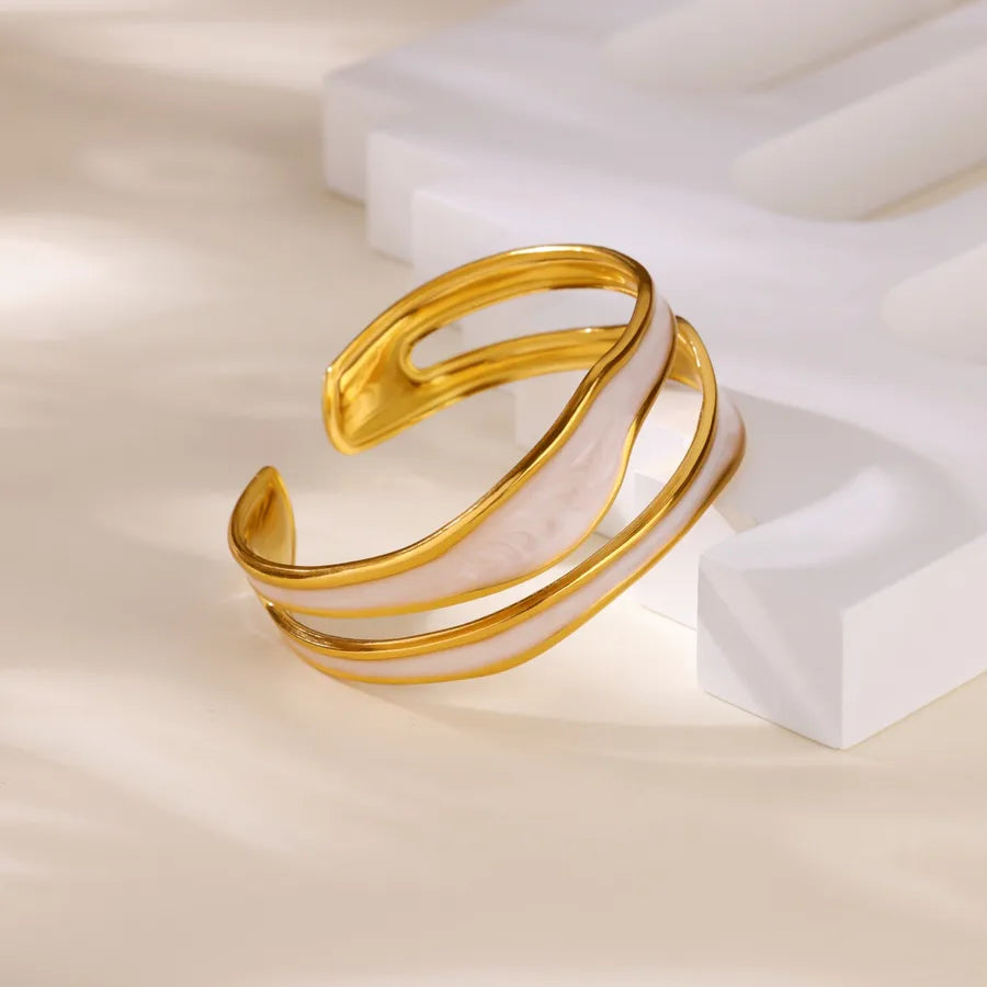 Gold Plated Geometric Stainless Steel Bangle