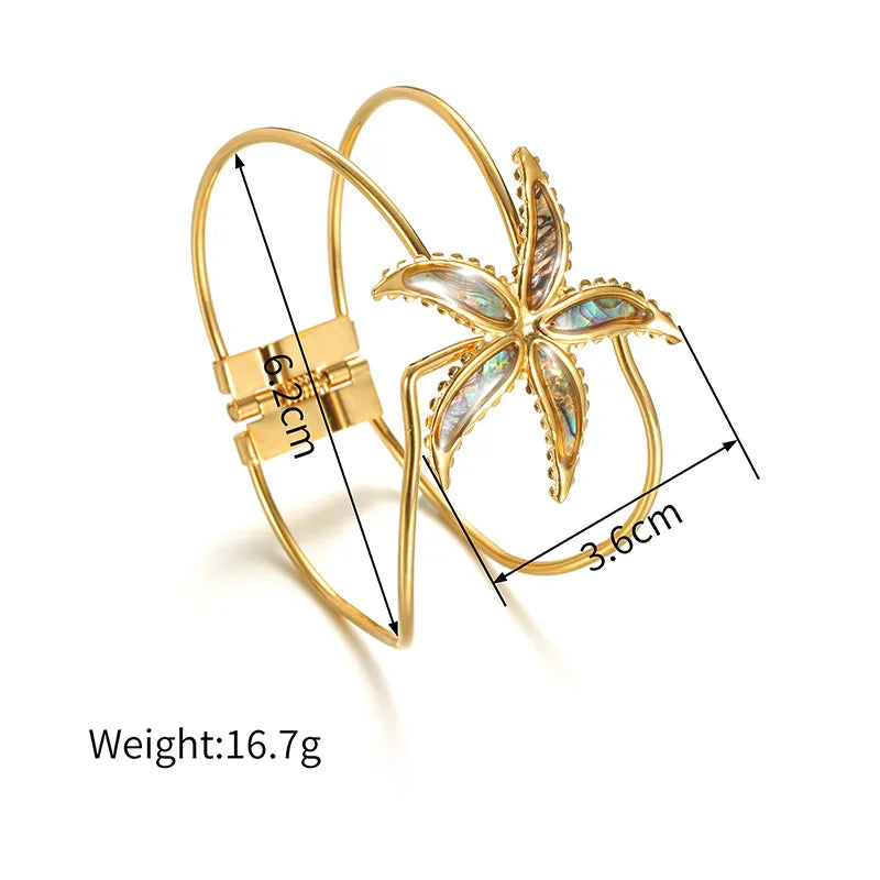 Gold Starfish Bangle Bracelet for Women