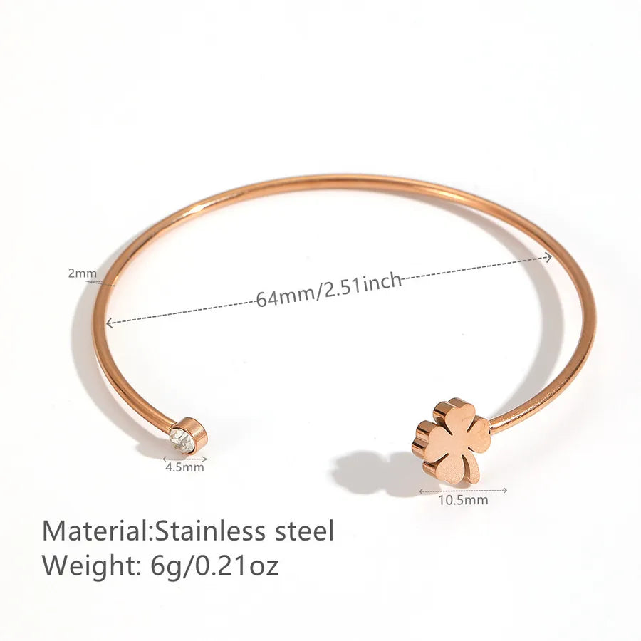 18K Gold Plated Heart & Flower Stainless Bracelet