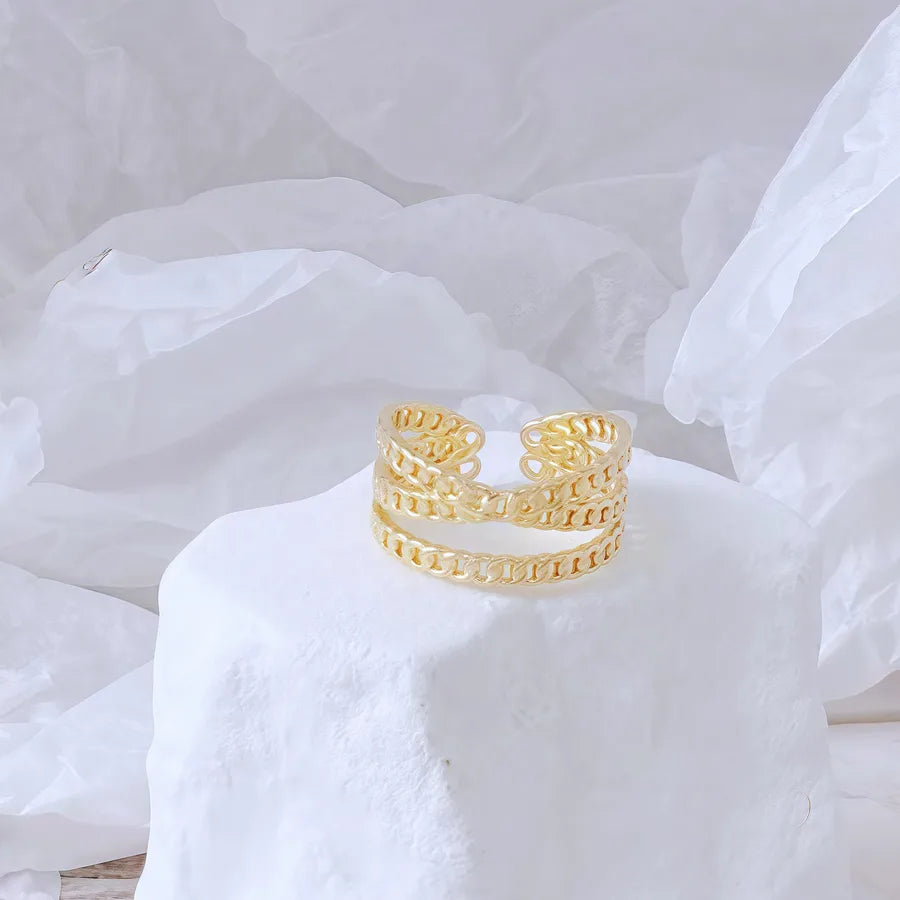 Gold Bamboo Titanium Steel Open Ring Adjustable Opening Golden Hydraulic J20