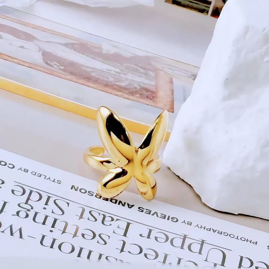 Gold Bamboo Titanium Steel Open Ring Adjustable Opening Golden Hydraulic J87