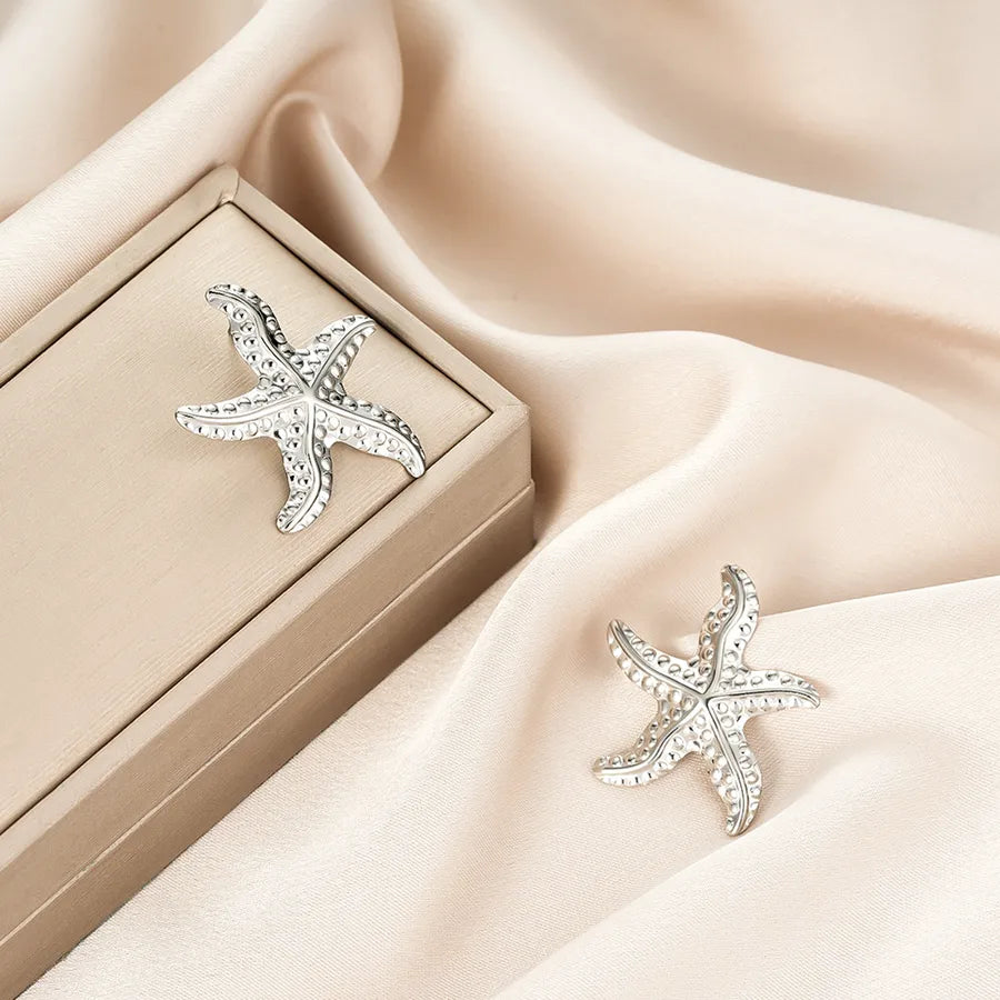 Irregular 18K Gold Plated Stainless Steel Earrings E1375-B (a Pair of Silver Ear Studs)