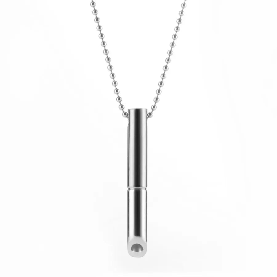 Stainless Steel Breathwork Pendant Necklace Steel Color