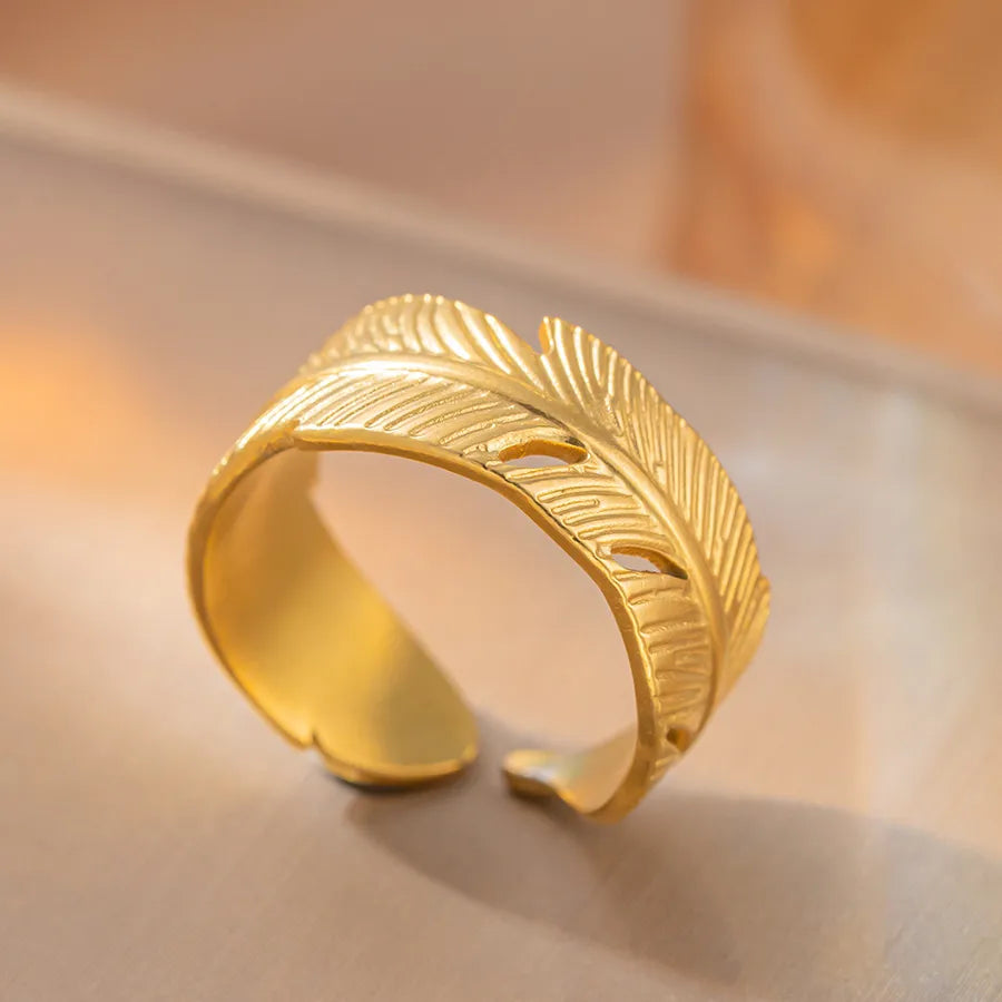 Geometric Titanium Steel Open Ring K43 Gold Ring Adjustable