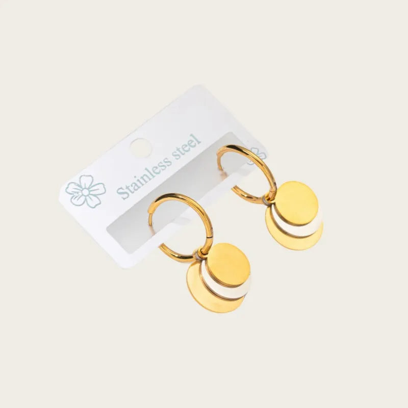 Gold Plated Titanium Steel Heart & Moon Earrings