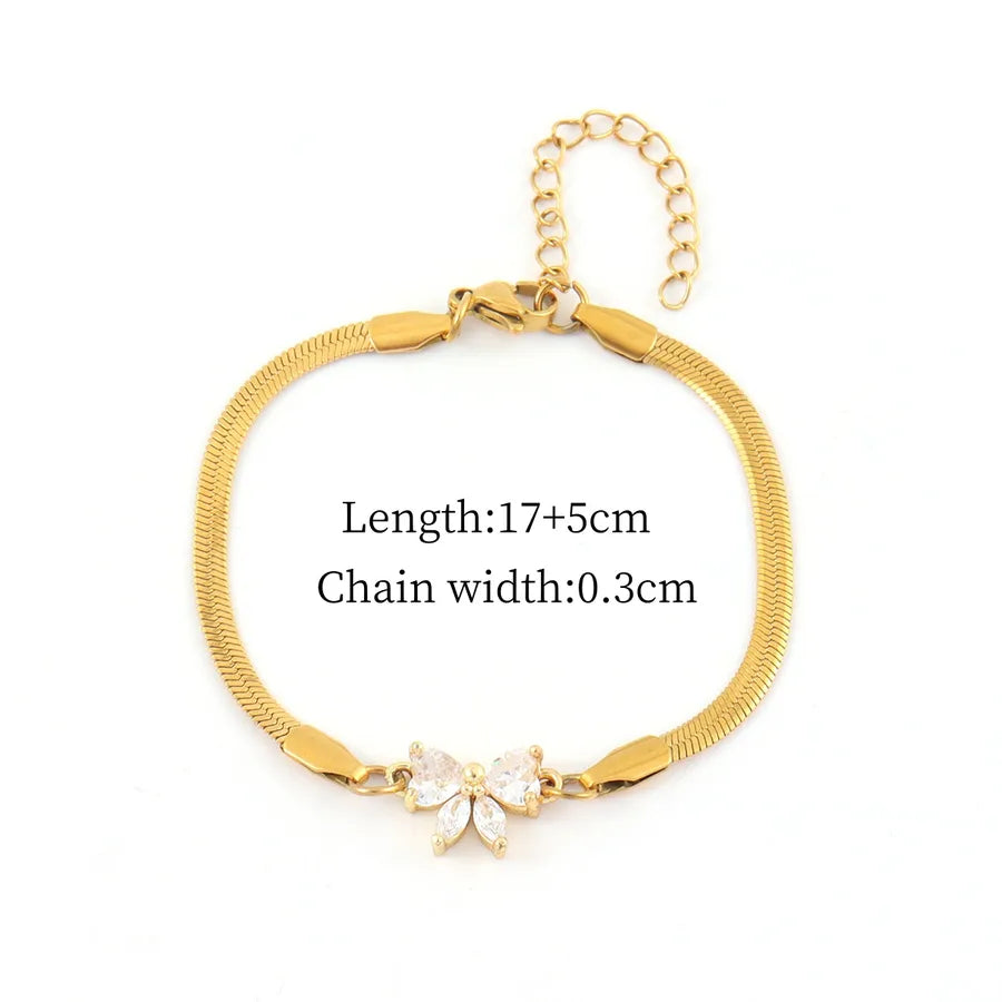 Gold Bow Knot Stainless Steel Bracelet Gold Average Size