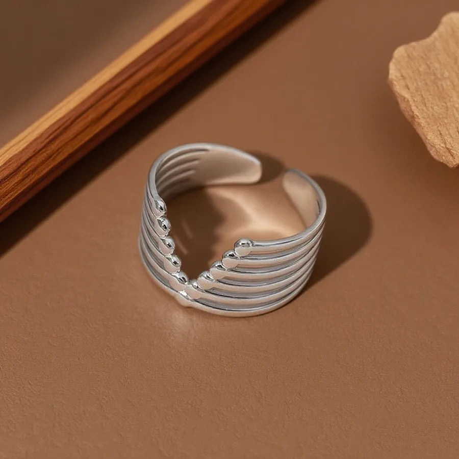 Colorful Titanium Steel Geometric Heart Ring Z0127-V-shaped-ring-steel Color