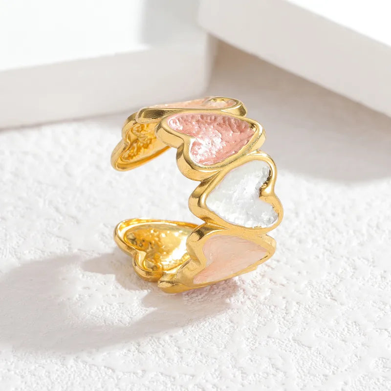 18K Gold Plated Enamel Stainless Steel Ring R878-Brown