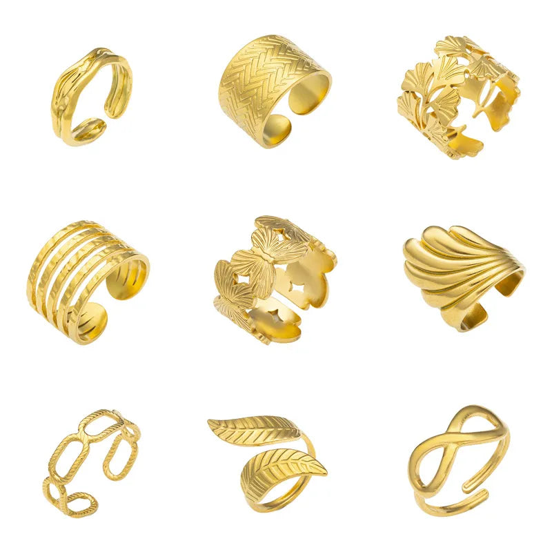 Retro Geometric Titanium Steel Ring