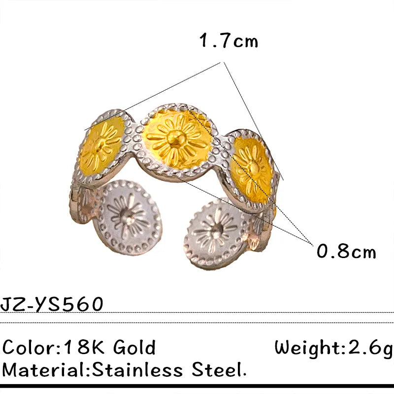 18K Gold PVD Stainless Steel Adjustable Wave Ring