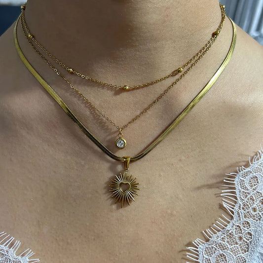 Gold Heart Pendant Necklace – Unisex Stainless Steel