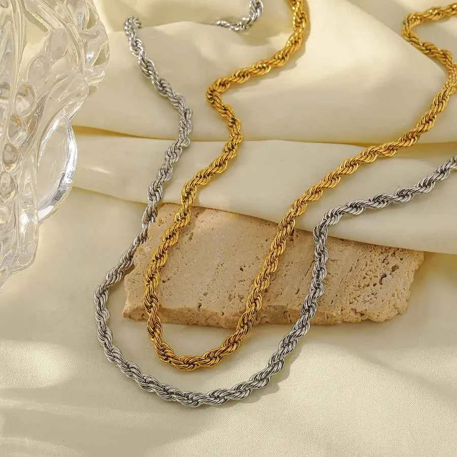 18K Gold Plated Stainless Steel Twist Necklace
