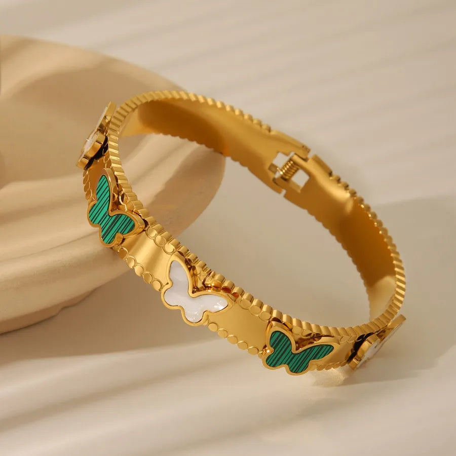 18K Gold Butterfly Bangle Bracelet