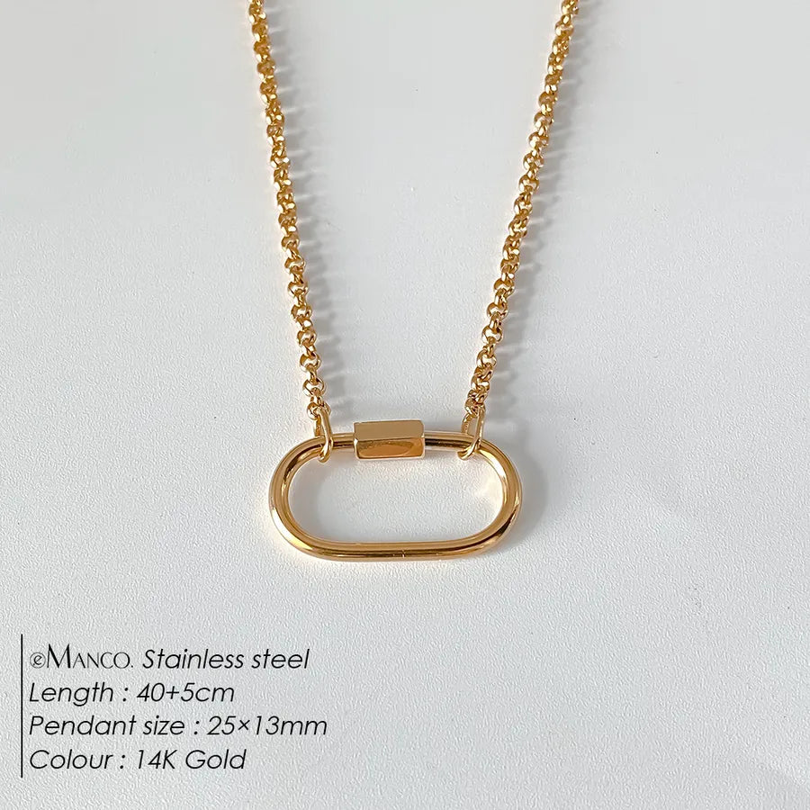 Geometric Pearl Stainless Steel Pendant Necklace XNL0046 Gold