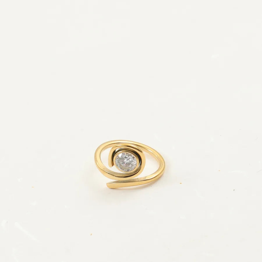 18K Gold Plated Open Ring with Zirconia