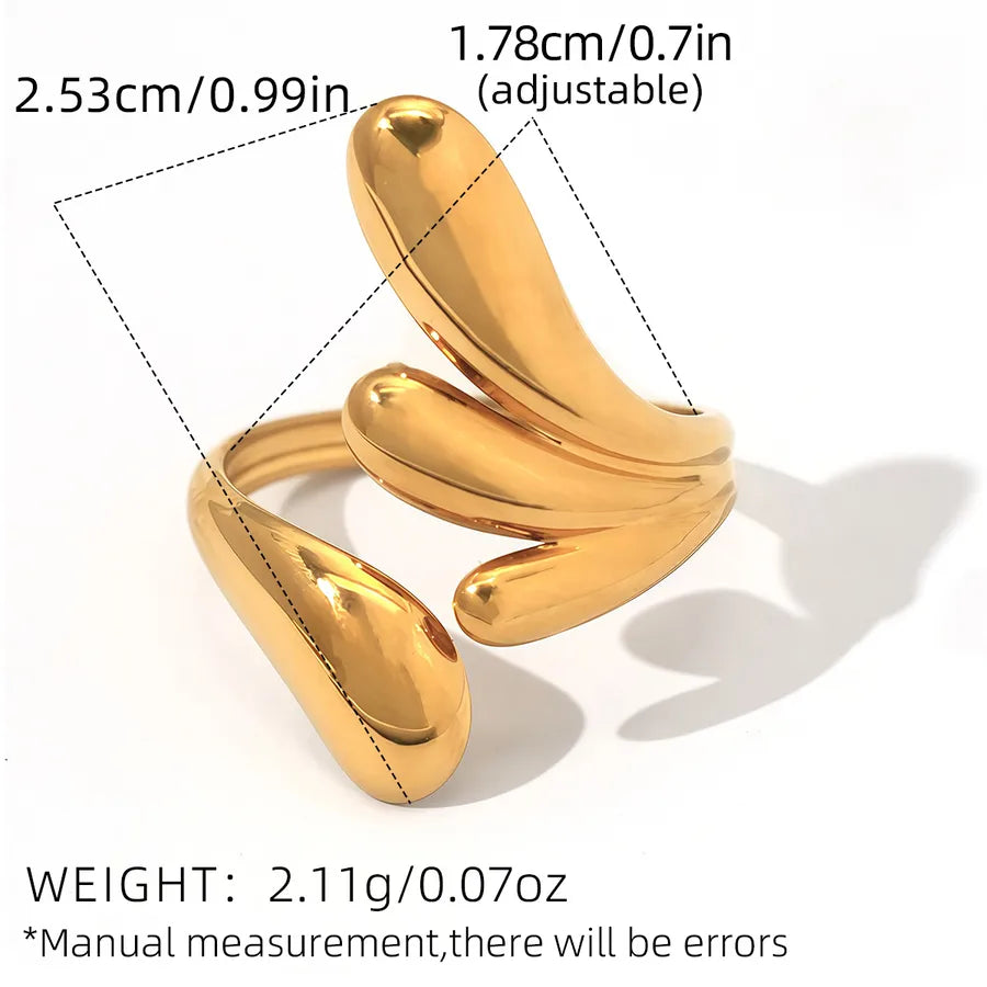 18K Gold Plated Geometric Stainless Steel Ring adjustable Gold A Ring