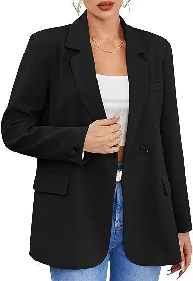 Slim Fit Open Collar Blazer for Women Black