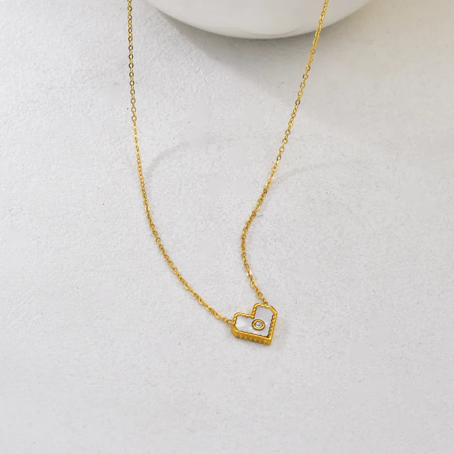 Gold Heart Shell Pendant Necklace for Women