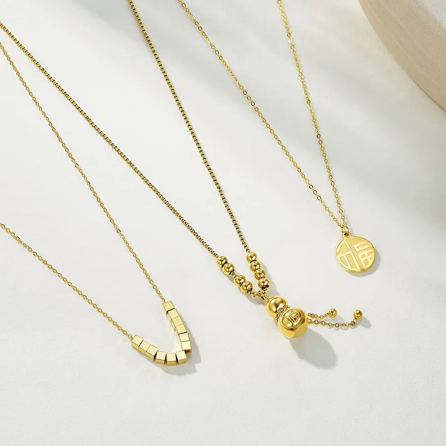 18K Gold Plated Geometric Gourd Necklace