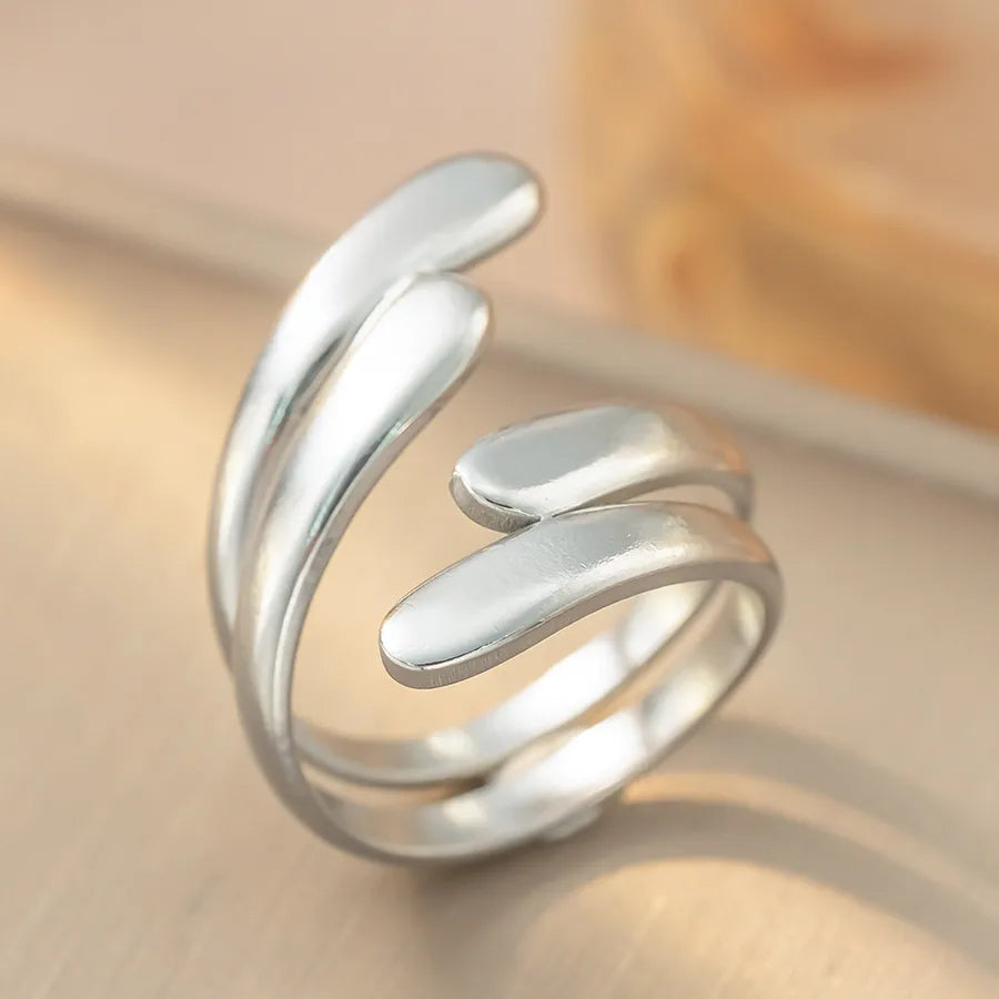 18K Gold Titanium Steel Geometric Open Ring K328 Steel Color Ring Open