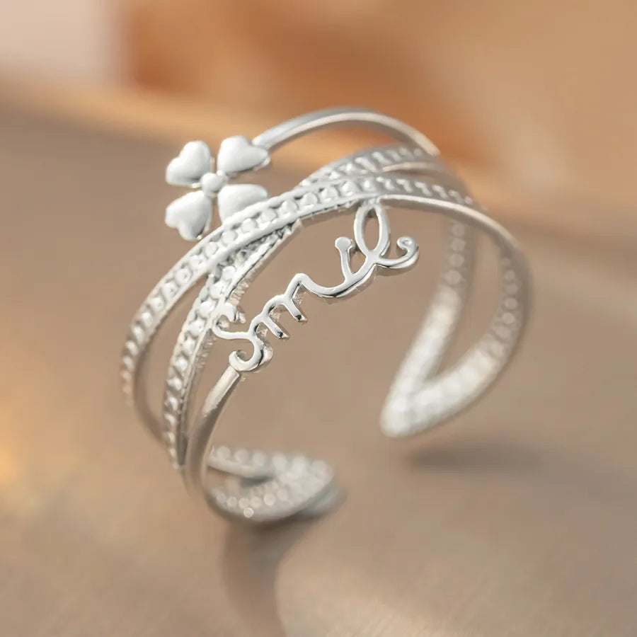 Geometric Titanium Steel Open Ring for Women K410 Steel Color Ring Open