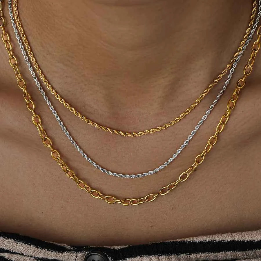 18K Gold Plated Stainless Steel Twist Necklace
