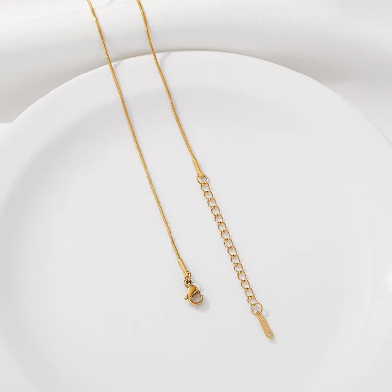 Unisex Titanium Steel Snake Chain Necklace Gold 0.9 Round Snake Chain Necklace 1 Piece with Extension Chain