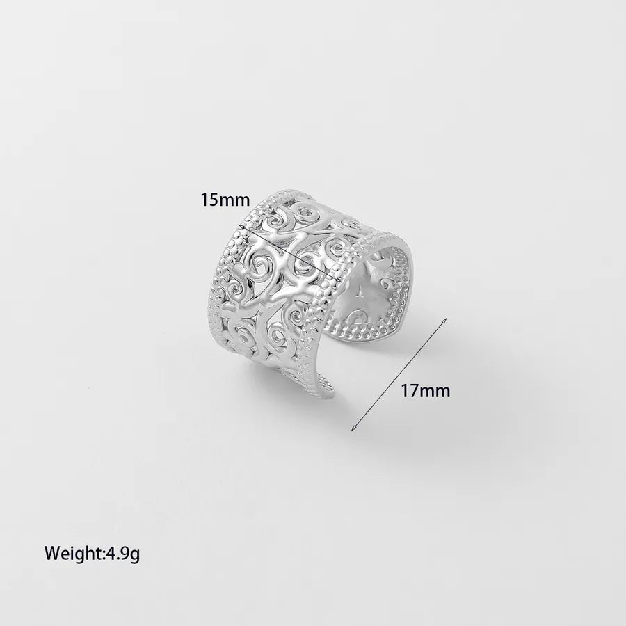 18K Gold Plated Geometric Open Ring for Women Steel Color