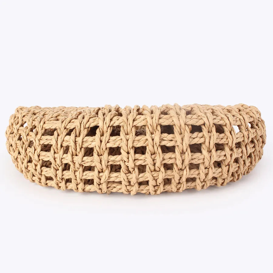 Woven Summer Handbag – Multicolor Semicircle Tote