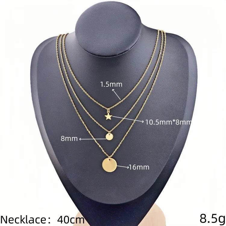 Gold Plated Stainless Steel Pendant Necklace 40cm Gold 1 Piece