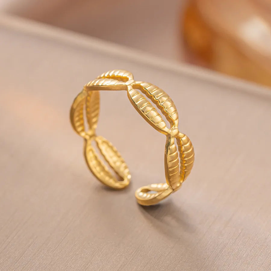 Geometric Titanium Steel Open Ring K49 Gold Ring Adjustable