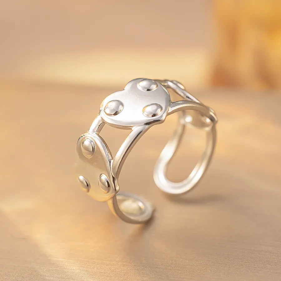 Heart-Shaped Titanium Steel Adjustable Ring K262 Steel Color Ring Open