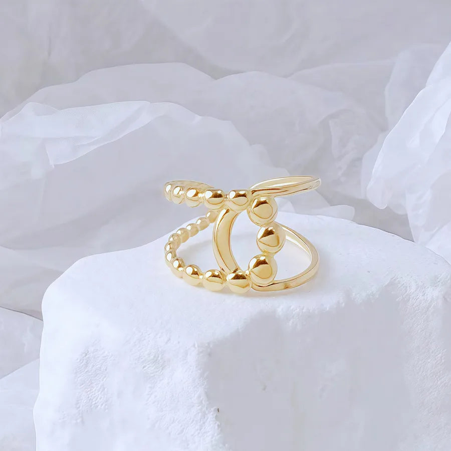 Gold Bamboo Titanium Steel Open Ring Adjustable Opening Golden Hydraulic J17